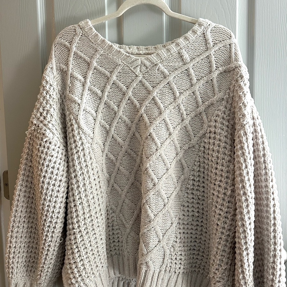 Altar'd State Textured Knit Sweater - Cream